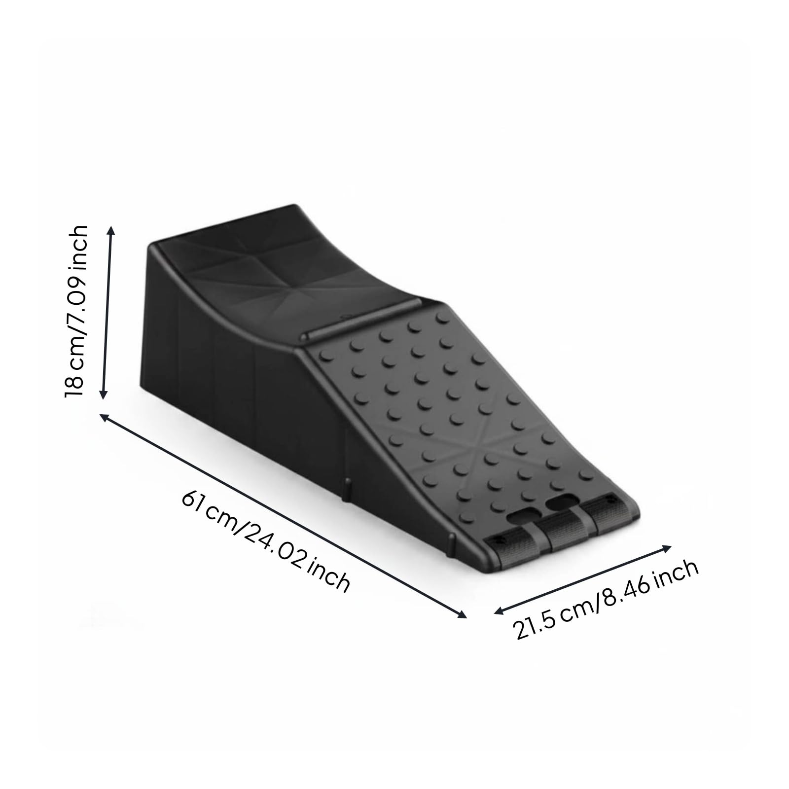 Tope de Rueda Antideslizante Mejorada Calzo Goma con Relieve Tamaño Compacto Accesorio Aparcamiento para Remolque, Autocaravana, Camión