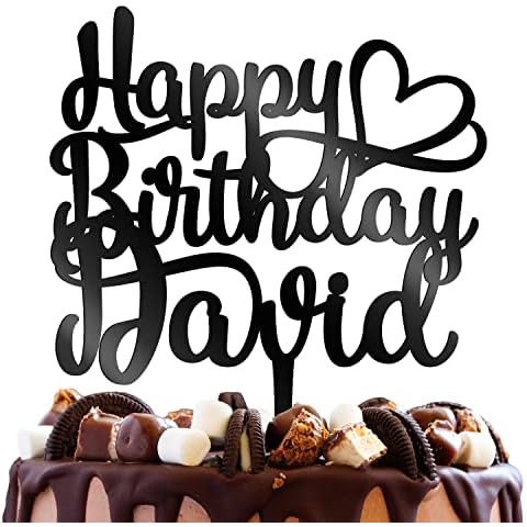 Happy Birthday Heart Personalized Name Birthday Cake Topper Customized Birthday Cake Topper With Name | Solid Color Cake Toppers Cover