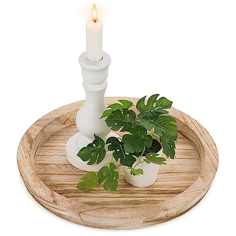 Hanobe Rustic Wooden Serving Tray for Home Decor Cover