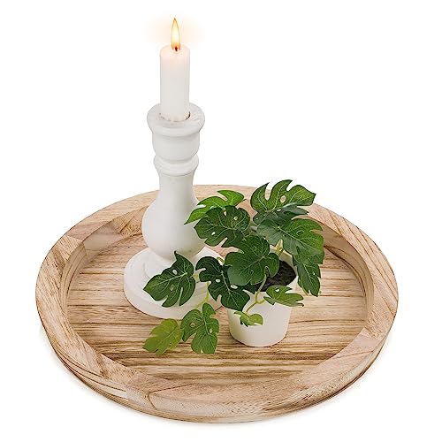 Hanobe Kerzenständer Holz Deko Tablett: Rund Holztablett Vintage Kerzenteller für Tischdeko - Rustikal Verbranntes Klein Dekotablett Kerzentablett für Wohnzimmer Tisch Hanobe Kerzenständer Holz Deko Tablett: Rund Holztablett Vintage Kerzenteller für Tischdeko - Rustikal Verbranntes Klein Dekotablett Kerzentablett für Wohnzimmer Tisch