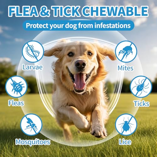 Flea and Tick Prevention for Dogs Chewables 200 Soft Treats - Flea and Tick Chews Supplement, Vet Recommended Supplement Chews, Skin & Coat Support for Dogs, Puppies, All Breeds & Sizes