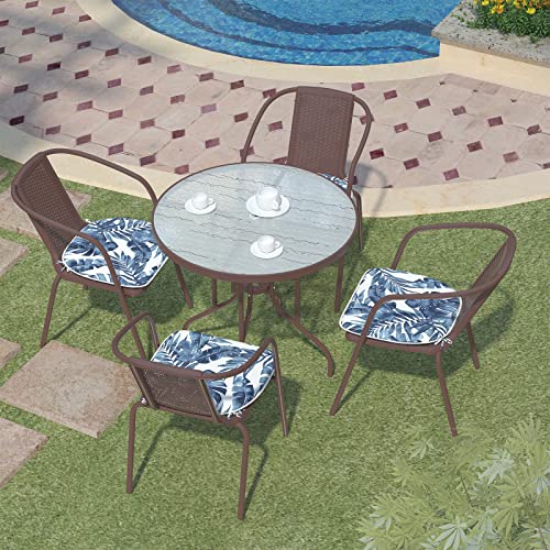 Lvtxiii Indoor/Outdoor Chair Cushions Seat Cushions With Ties, Patio Chair Pads D16Xw17 Inch For Patio Furniture Garden Home Office Decoration Set Of 4, Palm Blue #TOP4