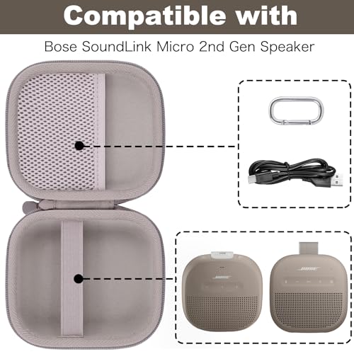 Image of for Bose New SoundLink Micro 2nd Gen Portable Bluetooth Speaker Hard Protective Case, Portable Travel Case with Carabiner (Sand) - co2CREA