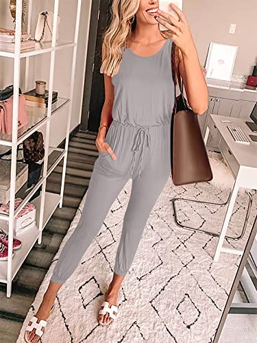 Caracilia Women's Sleeveless Jumpsuits Sexy Rompers Casual Comfy Solid Jumpsuit With Pockets C20A8-Huise-Xl #TOP3