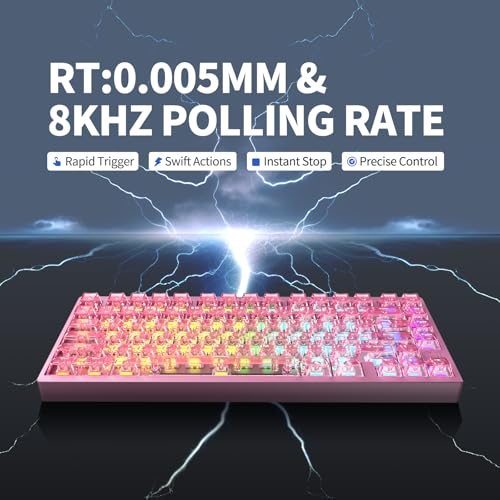 Image of IROK MG75PRO 81 Keys Wired Magnetic Switch Mechanical Keyboard, Hall Effect, 8KHZ /ARGB /CNC Aluminum, Gasket Structure Gaming Keyboard(Pink)