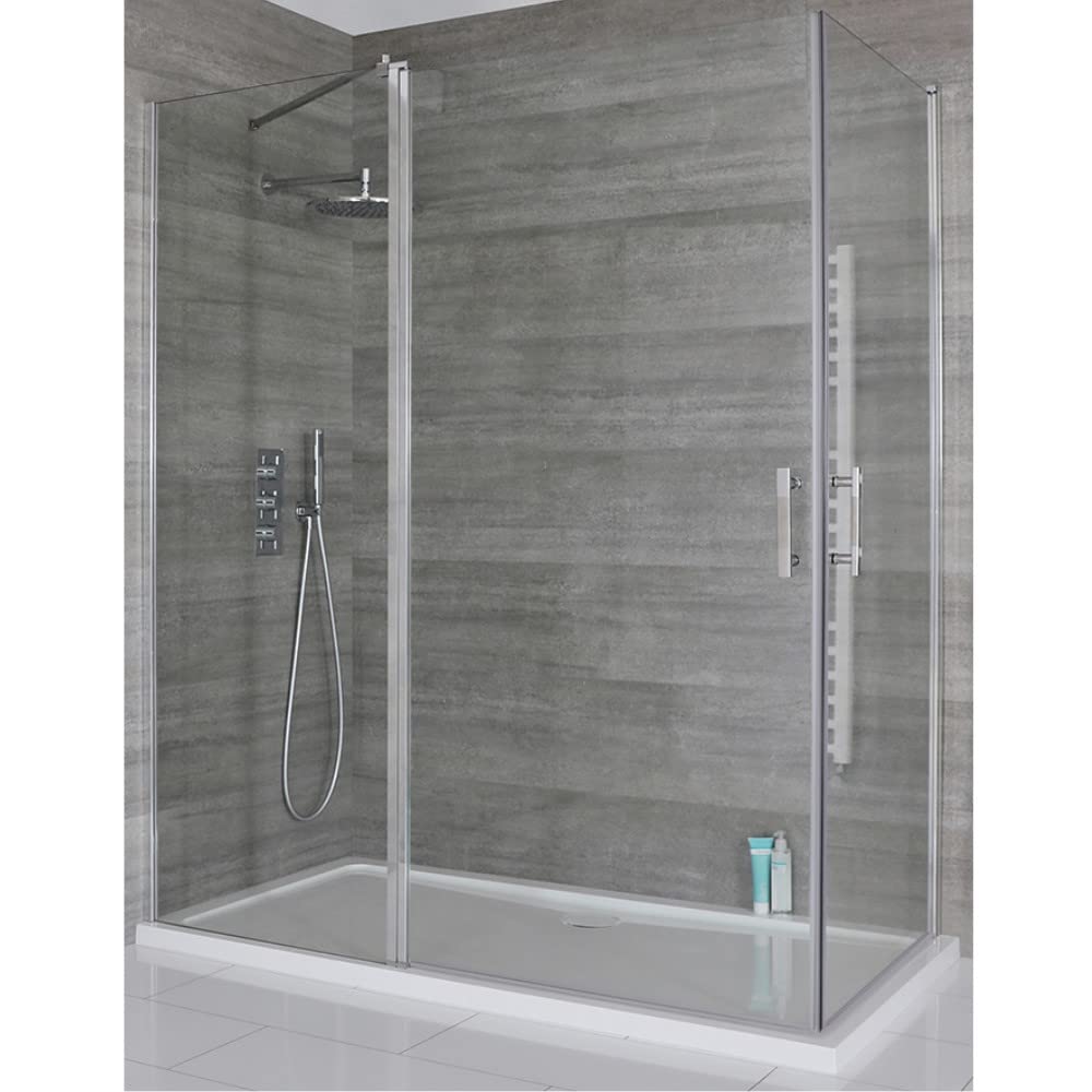 Milano Portland Chrome Corner Double Hinged Door Shower Enclosure White Tray - 1400mm x 760mm