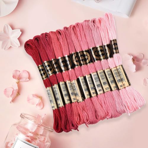 image for CABODYALS 12 Skeins 105 Yards Gradient Red Embroidery Floss Cross Stit