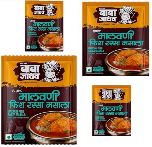 Arvachin Baba Jadhav – Malvani Fish Rassa Masala (4 Packs) – Authentic Maharashtrian Taste – Machli Curry Masala – Konkan/Goan Flavour