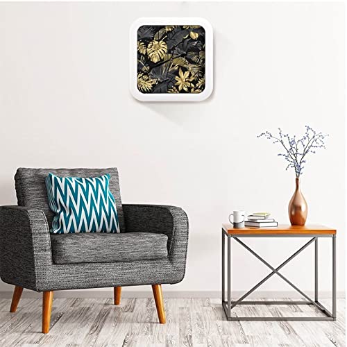 Pendule murale silencieuse feuilles d'or moderne 26x26cm - 6