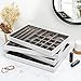 JACKCUBE DESIGN Stackable Synthetic Leather Jewelry Trays Organizer Jewelry Storage Display Earring Necklace Bracelet Ring Organizer for Drawer (Set of 4, White)- MK212-2ABCD
