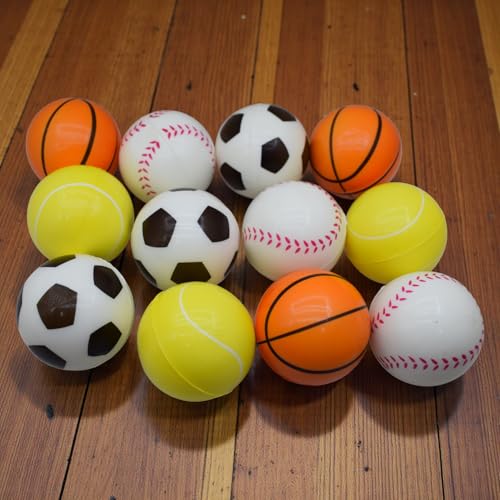Image of Asera 12 Pcs Soft Foam Sponge Sports Balls Set for Kids, Lightweight Football Basketball Baseball Tennis Balls, Birthday Return Gifts, Indoor Outdoor Play