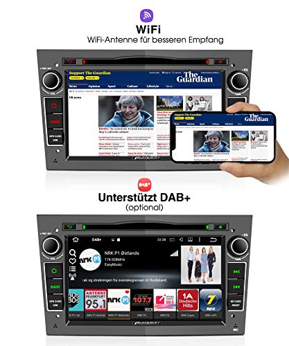 PUMPKIN Android 9.0 Autoradio für Opel Radio mit Navi / DVD Player Unterstützt Bluetooth DAB+ WiFi 4G USB CD Android Auto MicroSD 7 Zoll Bildschrim Grau – Bild 3