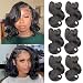 6Bundles Brazilian Body Wave Virgin Hair Extension Human Hair Bundles 8"Short Human Hair Virgin Brazilian Hair Weaves 50G/Pcs Human Hair Extensions (8"8"8"8"8"8", Natural)