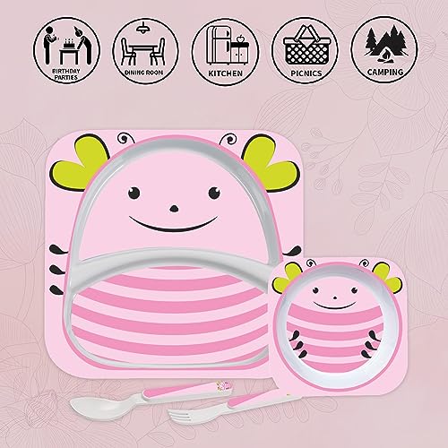 Image of Cello Kids Meal Melamine Dinner Set with Lady Bug Print | Safe and hygenic for Kids to use |Attractive and Long Lasting Designs | Break Resistant | Pink, Set of 4