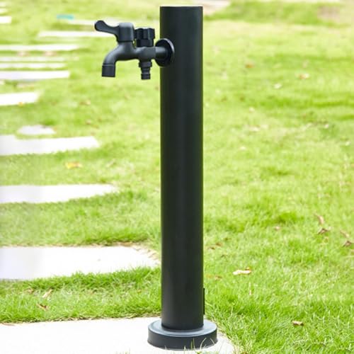 ByteRunning Fuente Jardín de Pie,Columna de Agua,Fuente de Jardin Exterior con Grifo de Doble Salida,Vertical,de Acero Inoxidable,Cuadrada,para Exteriores,hidrante Vertical para riego,irrigación