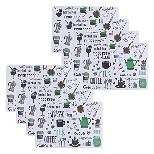 Image of 8 Pieces PVC PlaceMat - Non-Slip, Heat Resistant and Washable Hot Insulation Pad - Modern Waterproof Placemats for Decorations, Dining Table, Kitchen, Restaurant, Hotel (8-Piece, Green)