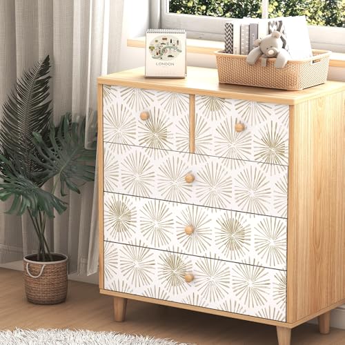 Image of Modern Peel and Stick Wallpaper Boho Self Adhesive Wallpaper Peel and Stick Geometric Contact Paper White and Beige Wall Paper Removable Wallpapers 17.3''x78.8'' for Bedroom Bathroom Cabinets Decor