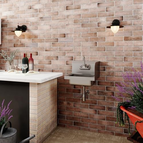 Image of Stainless Steel Wall Mounted Hand Sink 17 in. x 15 in. with Right Side Splash and Gooseneck Faucet