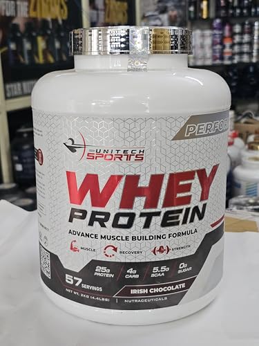 Image of Unitech Sports Advanced Whey Protein 2 kg| Irish Chocolate| 25 g Protein | 57 Serving | Advanced Muscle Building Formulas