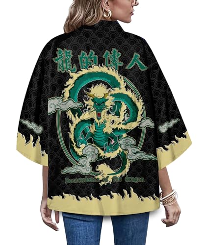 Image of LAI MENG FIVE CATS Women's Summer Cardigan Lightweight Kimono Floral Print Loose Cover up Casual Tops