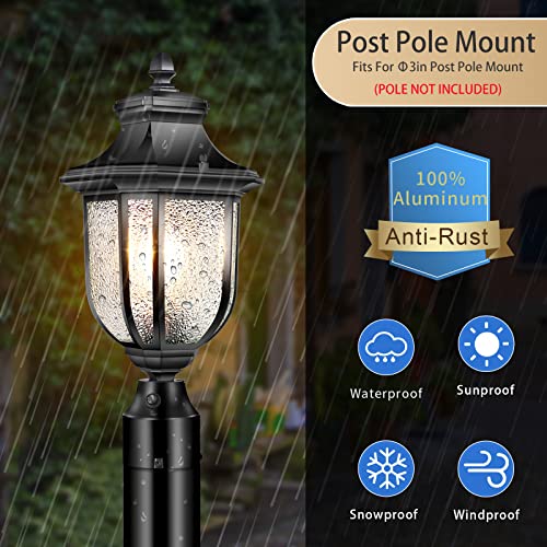 Xangqan Dusk To Dawn Outdoor Post Lights Light Hardwired 120V With Pier Mount Base, Anti-Rust Pole Lantern, Modern Light Fixture, 100% Aluminum Waterproof Exterior Lamp For Yard, Garden, Pathway #TOP3