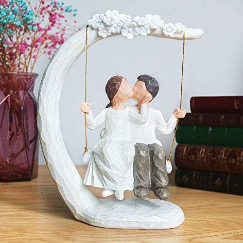 NAAG Romantic Couple Figurines in Love, 9Inch Hand Painted Sweet Loving Together Couple Sculpture to Remember Beautiful Moment - Best Gift for Valentine's Day, Wedding Anniversary,Weddings