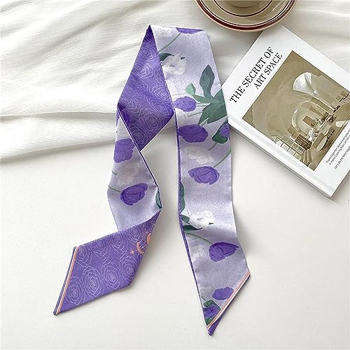 QTMY 5 Pack Purse Scarf for Bags Silk Head Scarf for Hair Handbag Women Scarfs Band Hair Neck Scarves Fashion Gifts,403