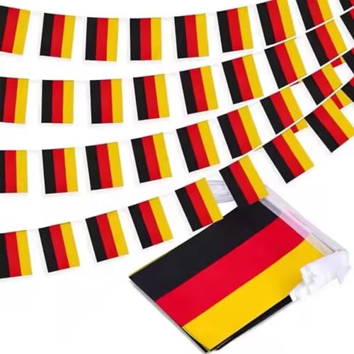 Deutschland Wimpelkette 15m 48 Flaggen WM 2026 Fußball Fanartikel Klein Deutsche Flaggenkette Girlande Bannern für Bar Garten Straße Umzug Party Sport Fußball 14 x 21 cm