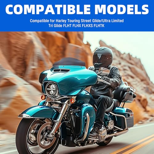 Image of JMTBNO Smoke 7 inch Wave Windshield Windscreen Compatible for 2014-2024 Harley Davidson Touring Street Glide /Electra Glide /Ultra Limited /Tri Glide FLHT FLHX FLHXS FLHTK