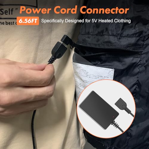 Image of 5V2A USB Wall Charger Wire Plug for Heated Vests Jackets Hoodies USB Connection Cables Charger with Male USB Plug Power Supplies for Heated Clothing for Home Office Maintains Lasting Warmth(6.56ft),,