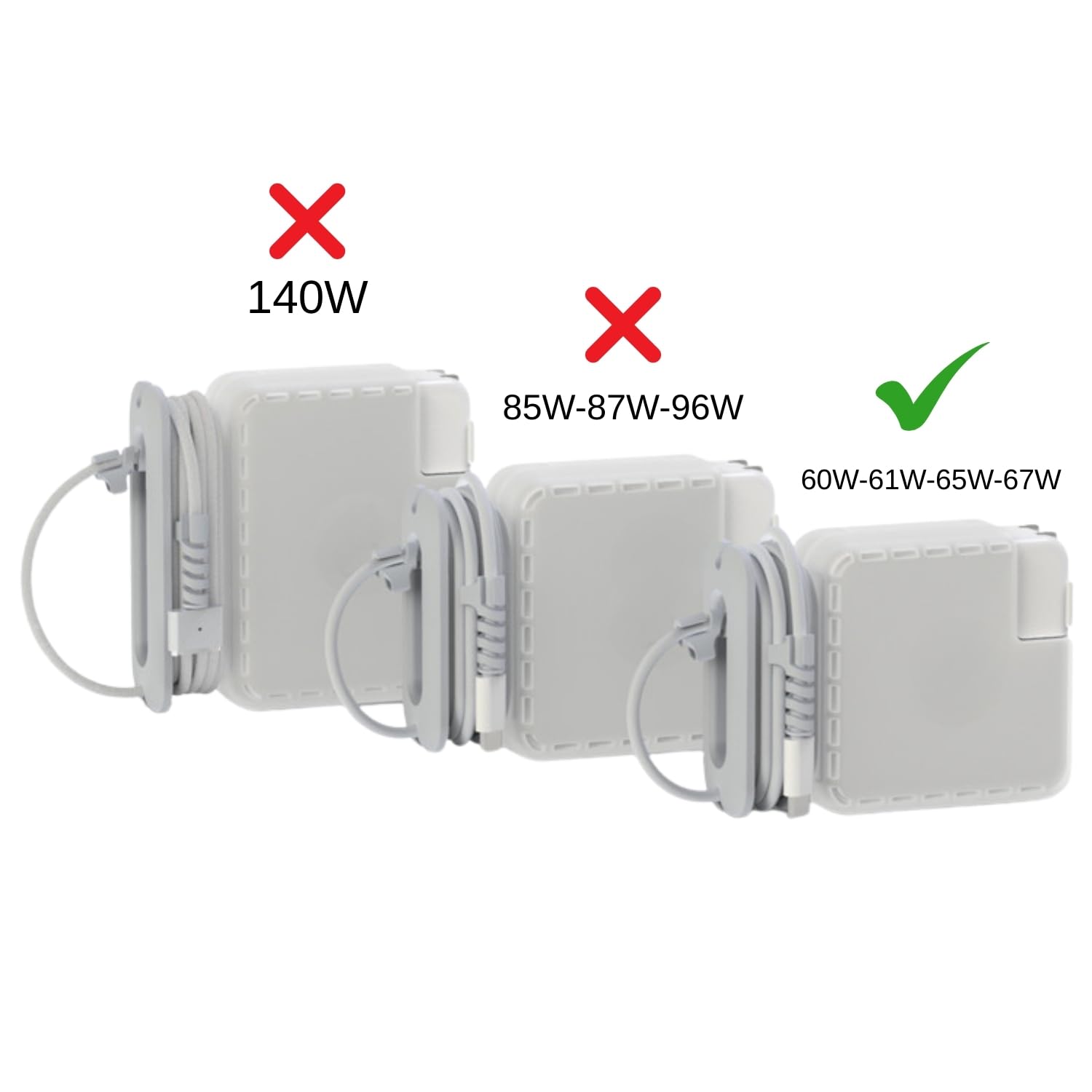 McStorey MacBook Şarj Aleti Kılıfı PVC Sert Kapak + Kablo Düzenleyici | 60W MagSafe 1-2 A1344/A1435, 61W A1718/A1947, 67W A2518 USB-C Uyumlu | Adaptör Koruyucu Şeffaf