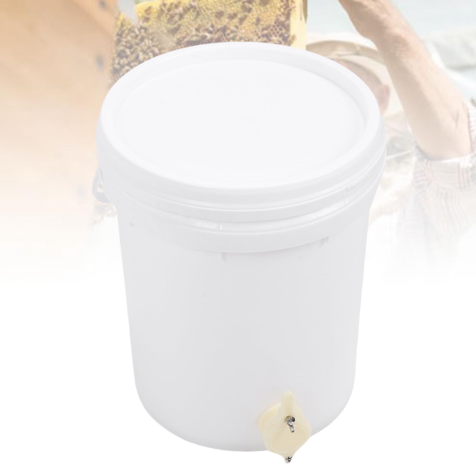 Alomejor Secchio per in Plastica da 5 Galloni con Coperchio e Cancello per Apicoltura - Contenitore Robusto per Apicoltori Esperti e da Cortile - Materiale HDPE