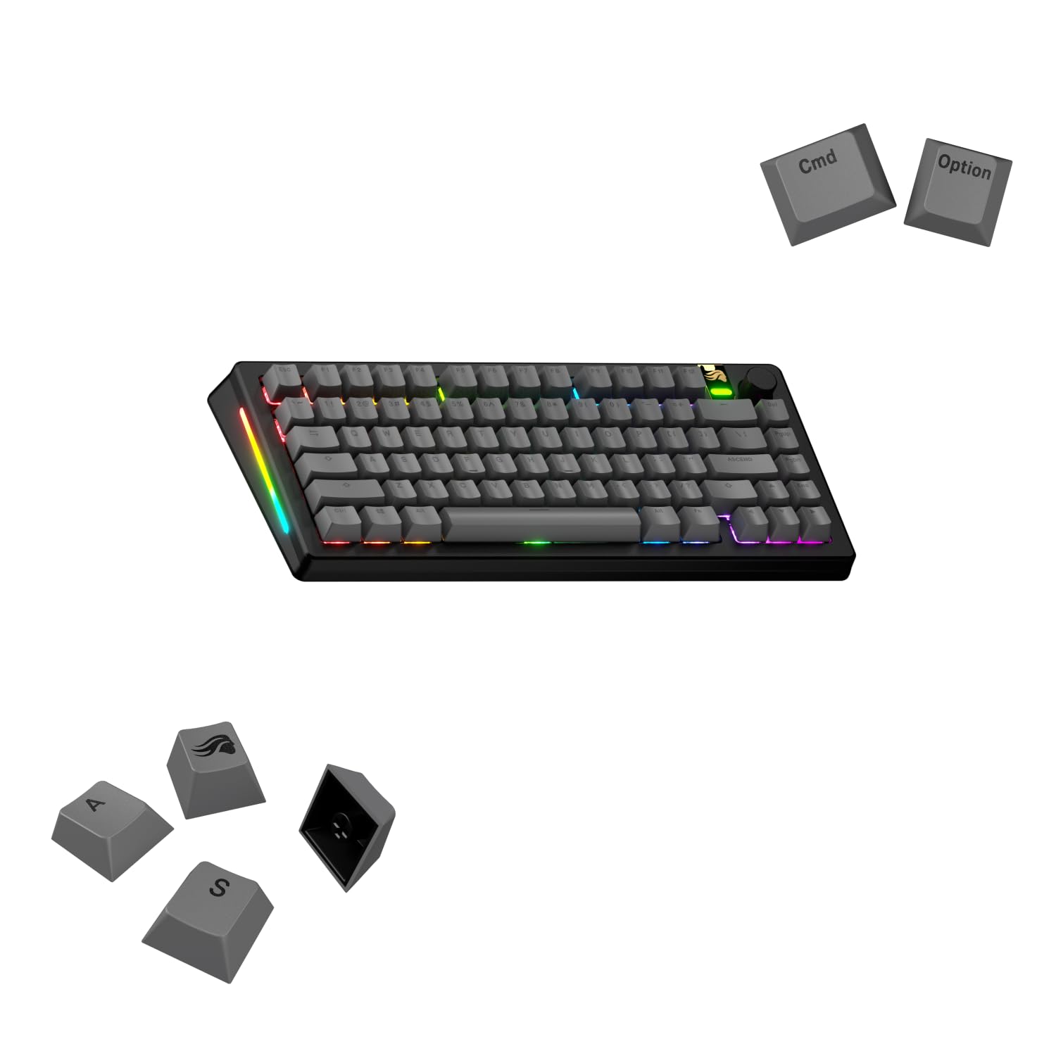 Glorious Gaming - GPBT Basics (PBT Keycaps), Armor Gray, No Fade Dye-Sublimated, for Custom Mechanical Keyboards, Fits 100%, 75% 65% 60%, Fits ANSI &