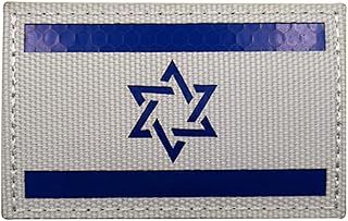 Veelkrom Israel Flag Patch Reflective IR Infrared Israeli Country Flag Tactical Combat Jewish Bagde Military Uniform Emblem Armband Badge DIY Applique for Travel Backpack Hats Jackets Team Uniform