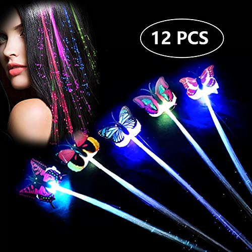 LED Farfalla Incandescente Capelli Decorazione, 12 PCS LED Fascia Decorazione dei Capelli, Fermaglio per Ragazza Bambino per Capelli per Natale Feste Halloween Christmas Birthday Home Party Cosplay