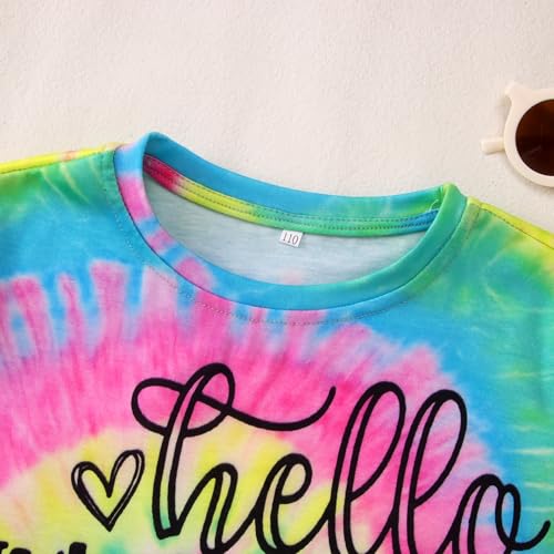 MODNTOGA Kid Girl Boy First Day of School Shirt Back to School T-Shirt Hello Kindergarten 1st 2nd 3rd Grade Graphic Tee Tops (Kindergarten Yellow Pink, 4-5 Years)4