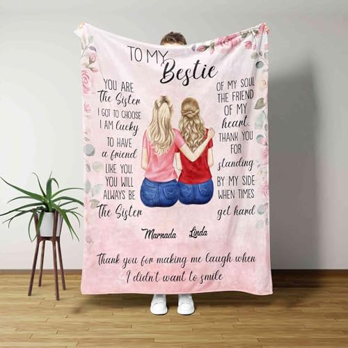 UnoCo Personalized Bestie Blanket, to My Bestie Blanket, Best Friend Blanket, Birthday Gift for Best...