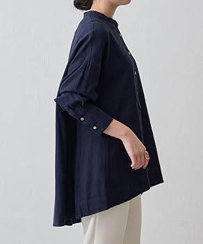 希少　ビアズリー　限定商品　リネンシンプルシャツ　ブルー　麻100% 希少 ビアズリー 限定商品 リネンシンプルシャツ ブルー 麻100