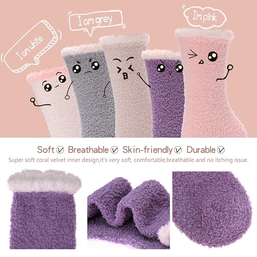 Image of EBMORE Womens Fuzzy Socks Fleece Fluffy Cabin Plush Warm Sleep Soft Cozy Winter Adult Socks