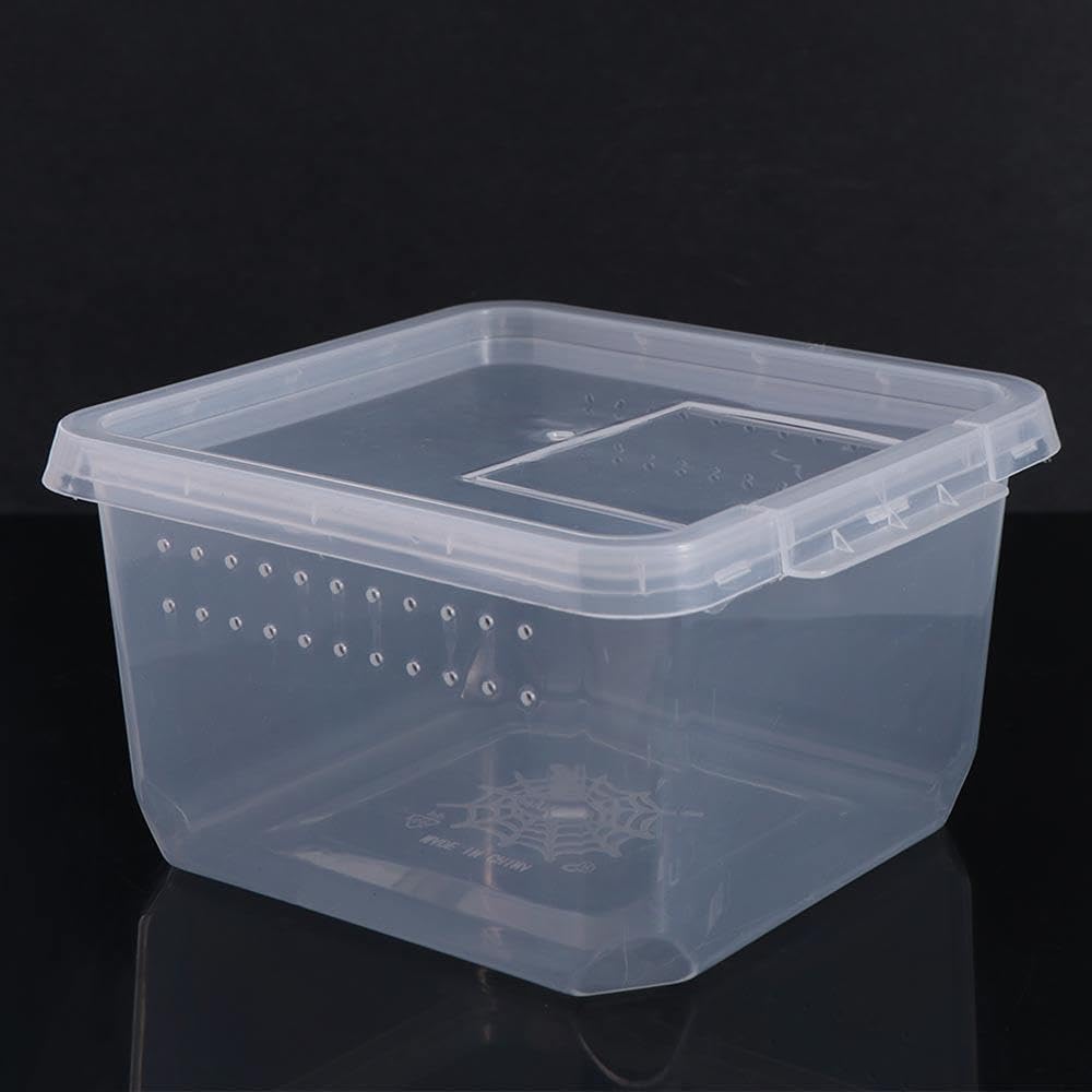 Small Reptile Breeding Box for Reptiles Small Snake Turtle Spiders Geckos Frogs Breeding Box Case Feeding Hatching Container Transparent(C)