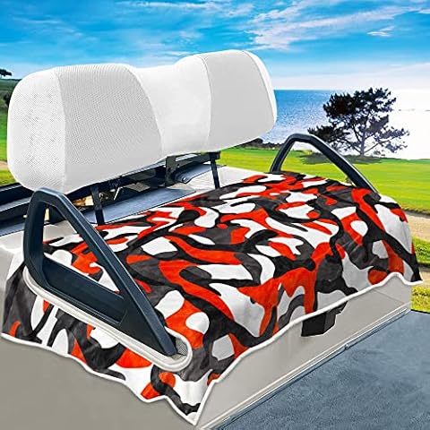 YOKYHOM Golf Cart Seat Covers, Red Golf Cart Seat Towel Blanket Keeps Seat Cool and Clean, 100% Microfiber, 51''x 31'' Golf Cart Accessories for EZGO, Yamaha, Club Car and More 2-Seat Golf Carts Cover