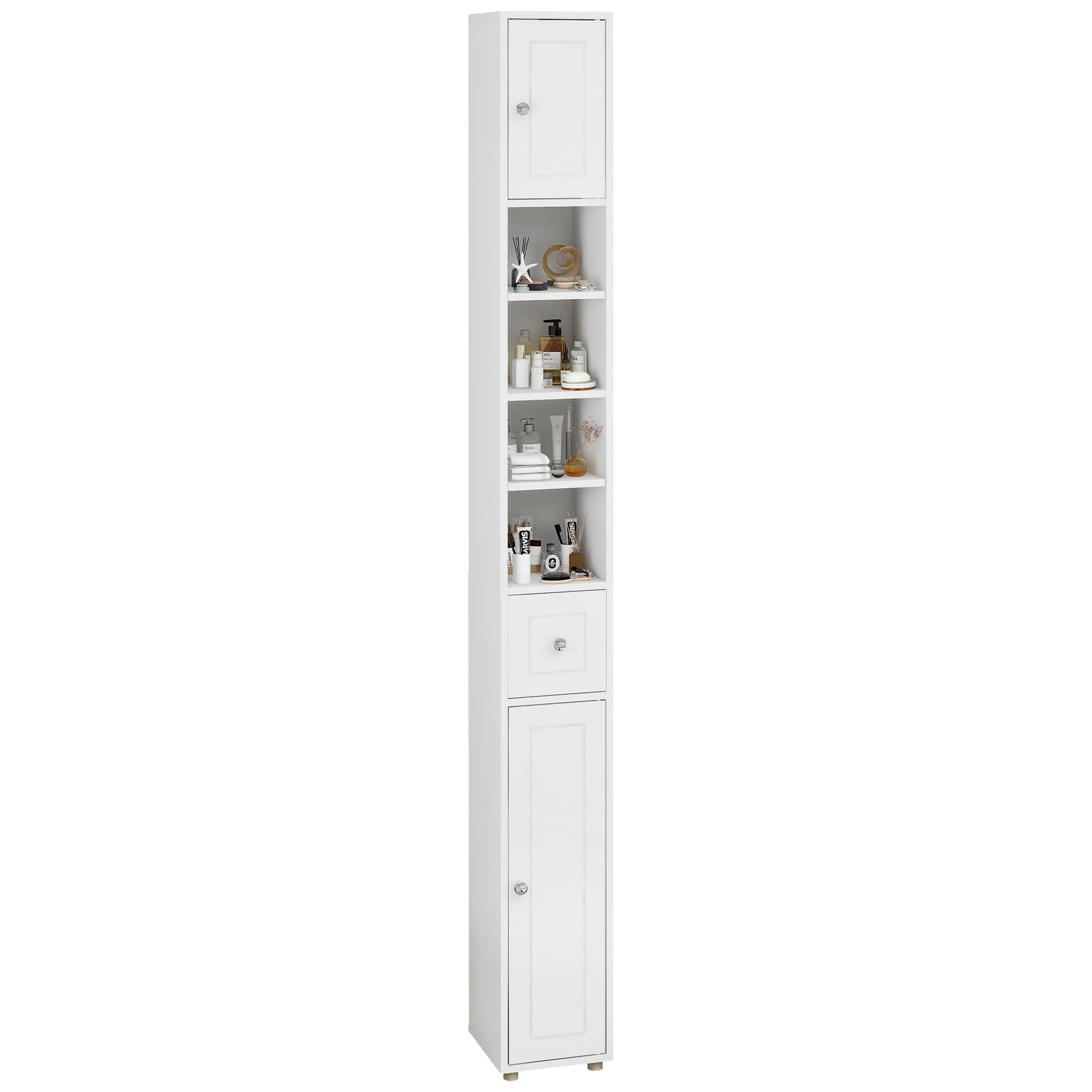 Qiaoxuan Tall Slim Bathroom Storage Cabinet, 71" Narrow Storage Cabinet with Drawer & Adjustable Shelves, Freestanding Bathroom Floor Tower Cupboard