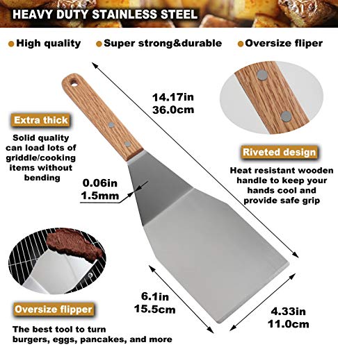Romanticist XINGTAI-A07-B01-1 8Pc Professional Griddle Accessories Kit - Heavy Duty Stainless Steel Grill Spatula Set thumb #2
