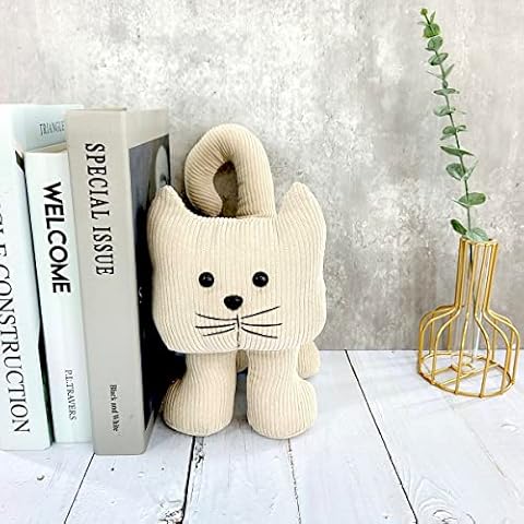 Interior Door Stopper Fabric Doorstops Decorative Cat (Beige Long Legged cat) Cover