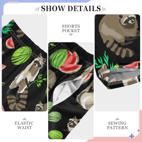 ZZXXB Raccoon Watermelon Boys Long Pants Soft Trousers Elastic Waist Kids Lounge Bottoms with Pockets S-XL4