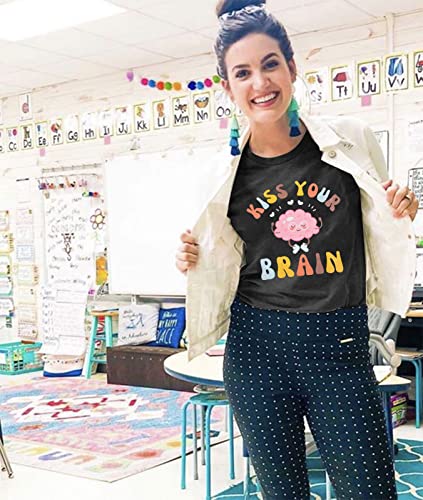 FLOYU Women Teacher Shirts Kiss Your Brain Teacher Shirt Special Education Teacher Tops Casual Teacher Life Clothes3