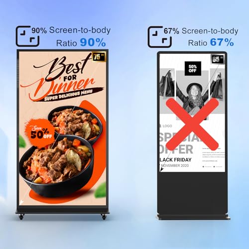 Image of 75 Inch Full Screen Indoor Floor Stand Digital Signage Kiosks Android 11 System 2GB+32GB LCD Poster Display With WiFi /HDMI /USB Input Auto Media Player, 4K UHD&CMS Remote Management for Retail Business