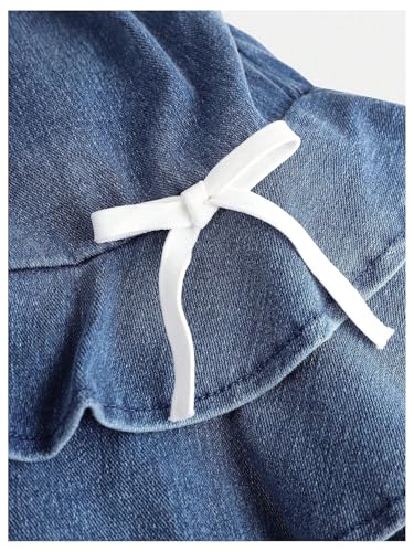 Milumia Girl's Ruched Denim Tube Dress Bow Knot Tiered Layered Short Dresses3