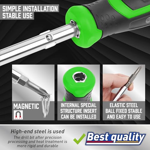 Image of Amartisan 18-in-1 Multi-bit Screwdriver Set Tool All in One, Portable Multi-Purpose Screwdriver, Slotted /Philips /Pozi /Torx /Square,Nut Driver (Green)