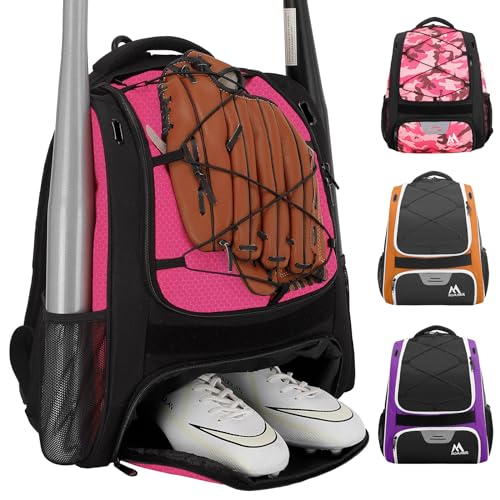 Hsmihair Baseball Backpack with Bat, Helmet & Gear Holder
